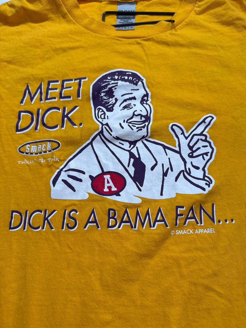 Smack Apparel “Don’t Be a Dick” Funny College Football T-Shirt  Large Yellow